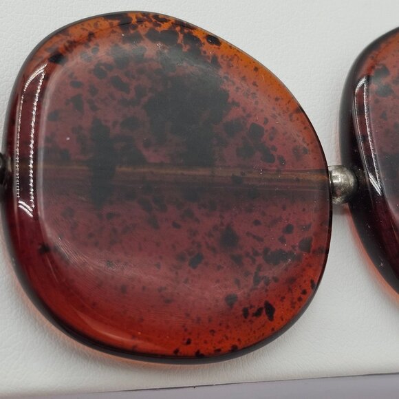 VTG Talbot's Womens 20" Rootbeer Flat Round Plastic Beaded Short Necklace MCM - Picture 6 of 13